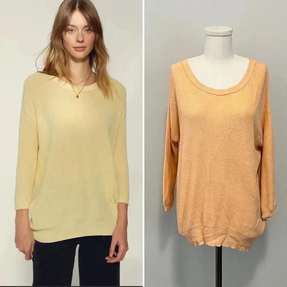 Aritzia Wilfred Balzac Sweater Silk Cashmere Peach Crew Neck Size XS